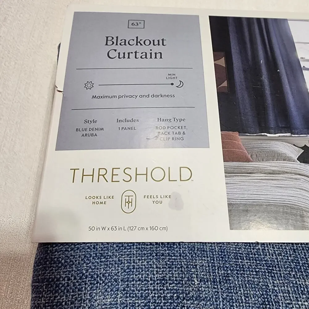 Threshold blackout curtain W50'' x L 63'' BLUE DENIM ARUBA